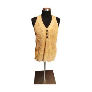 Marled Women's Yellow Sleeveless Crochet Top